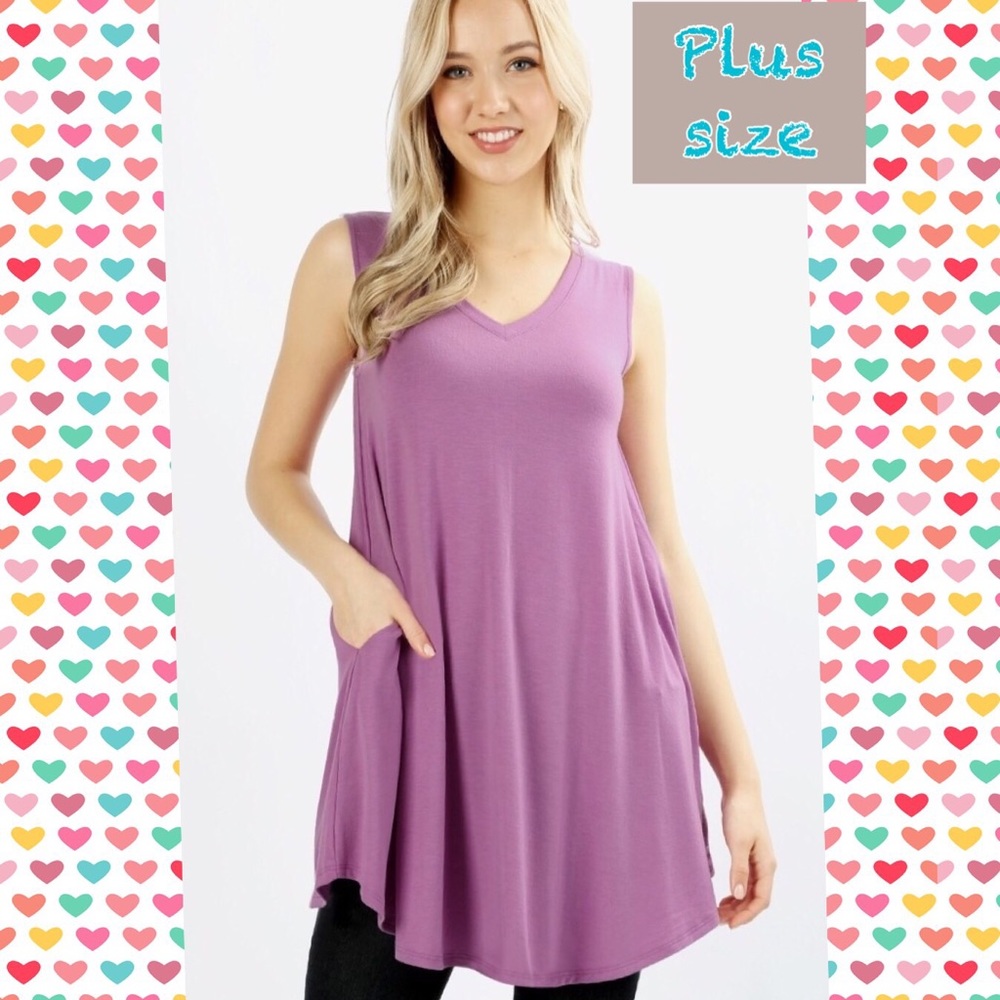 🦄PLUS V neck tunic with pockets🦄